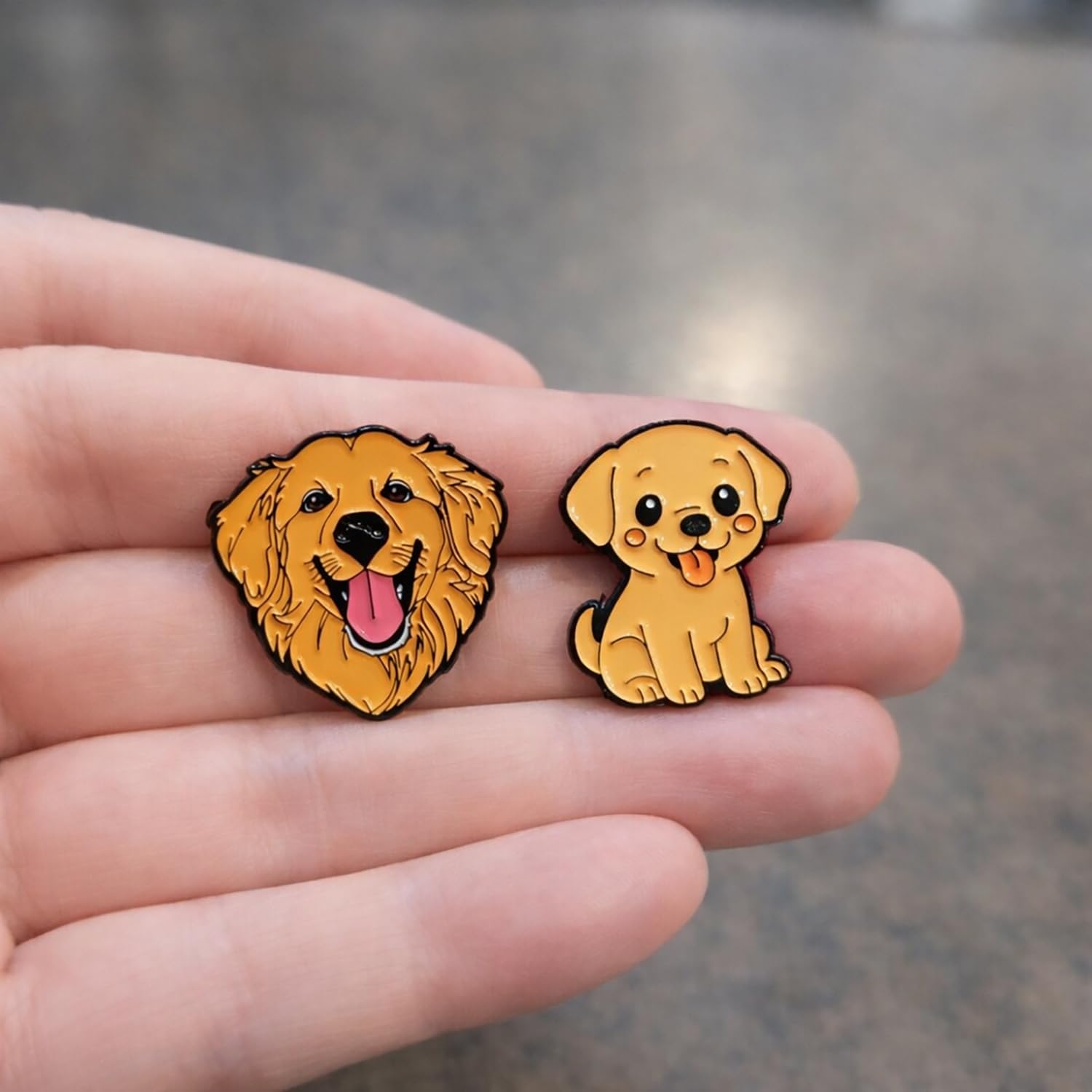 Golden Retriever Enamel Pin Set, 2-Piece