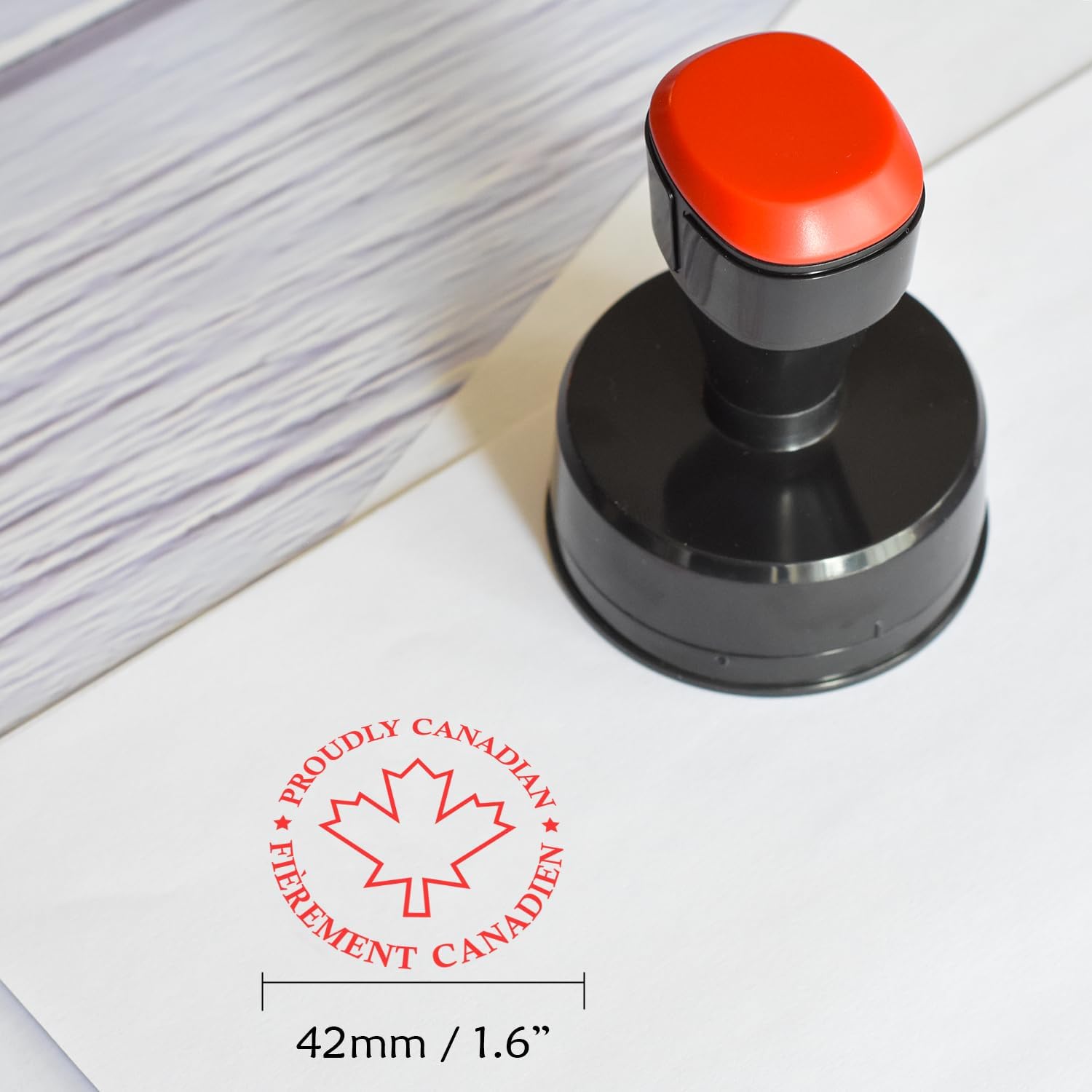 Proudly Canadian Stamp, 42mm Pre-Inked