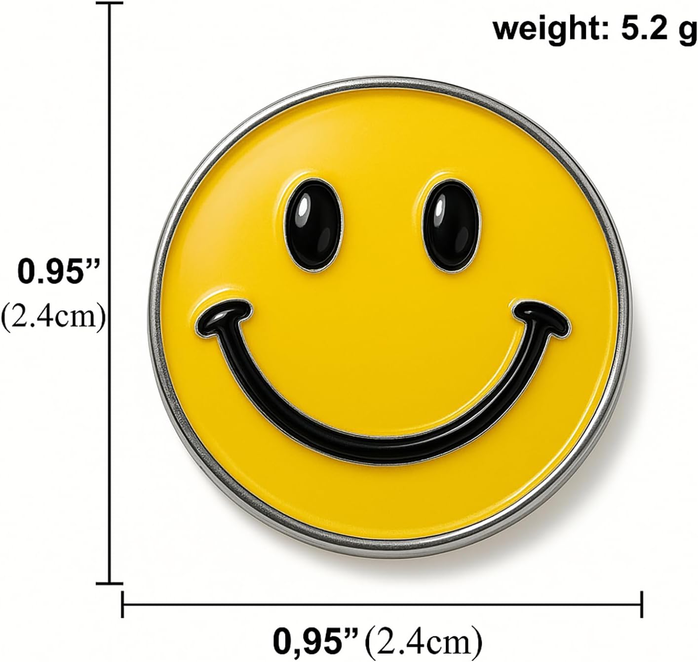 Smiley Face Enamel Pins, 5-Pack